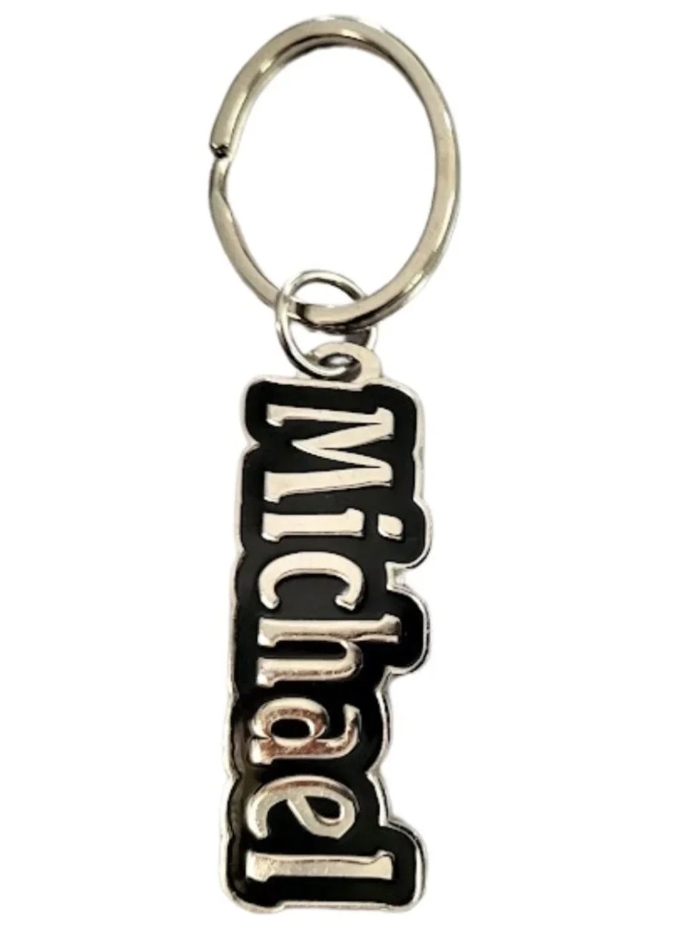 SWIBCO NW0T Black Silver Galaxy Keychain Silver Metal Personalized Name MICHAEL